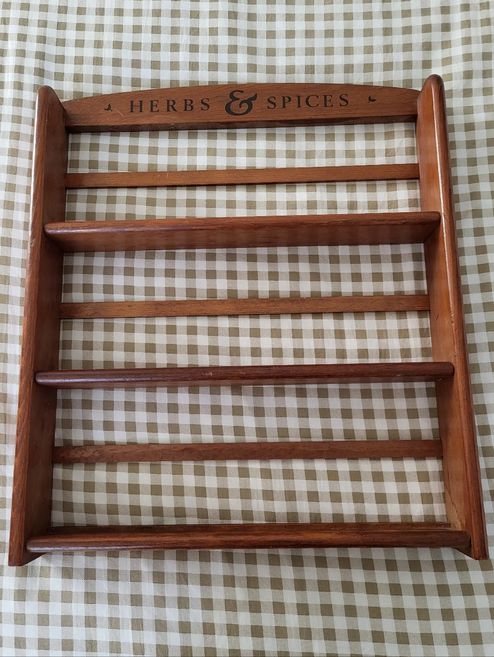 Vintage McCormick/ Schilling Wooden Spice and Herb Rack, 3 Tiered, Wall Mounted